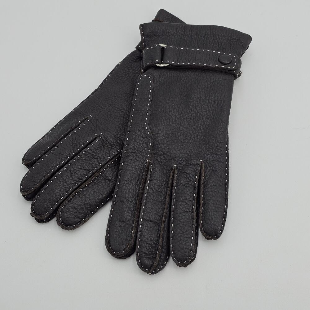 Womens Ladies Brown Leather Driving Gloves Size 7.5